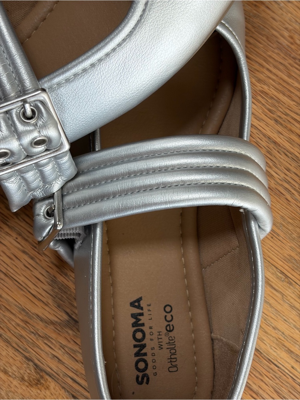 Sonoma Goods For Life Delilah Metallic Silver Mary Jane Flats size 8.5 - Picture 5 of 8